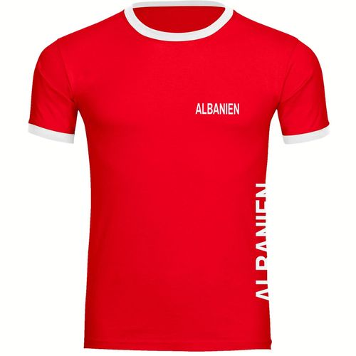 4068859450977 - multifanshop Kontrast T-Shirt - Albanien - Brust & Seite - Druck weiß - Männer