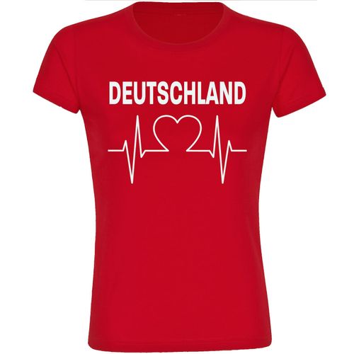 4068859261160 - multifanshop Damen T-Shirt - Deutschland - Herzschlag - Druck weiß - Frauen