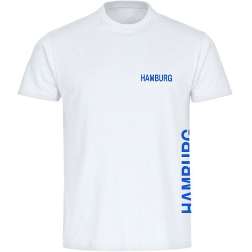 4068859006686 - multifanshop Herren T-Shirt - Hamburg - Brust & Seite - Druck blau - Männer