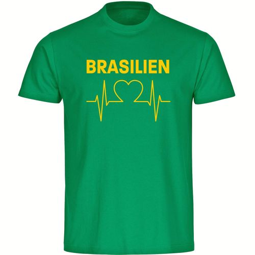 4068859285371 - multifanshop Herren T-Shirt - Brasilien - Herzschlag - Druck gelb - Männer