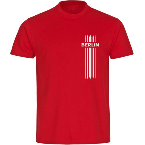 4068859120375 - multifanshop Herren T-Shirt - Berlin rot - Streifen - Druck weiß - Männer