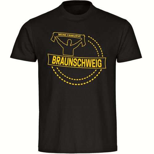 4068859203023 - multifanshop Herren T-Shirt - Braunschweig - Meine Fankurve - Druck gelb - Männer