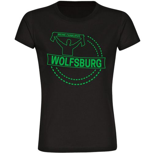 4068859179946 - multifanshop Damen T-Shirt - Wolfsburg - Meine Fankurve - Druck grün - Frauen
