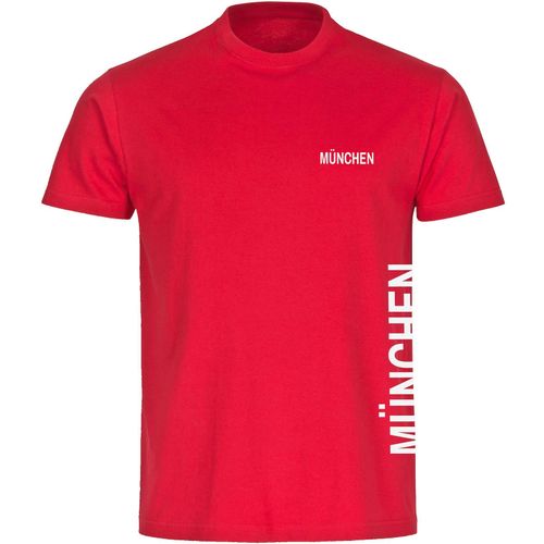 4068859085032 - multifanshop Herren T-Shirt - München rot - Brust & Seite - Druck weiß - Männer