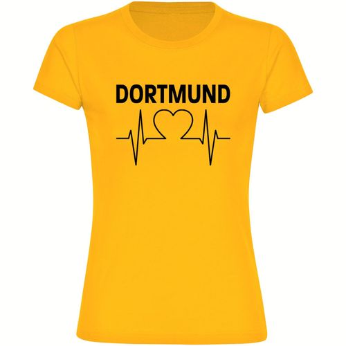 4068859187569 - multifanshop® Damen T-Shirt - Dortmund - Herzschlag - Druck schwarz - Frauen