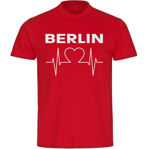 4068859103774 - multifanshop Herren T-Shirt - Berlin rot - Herzschlag - Druck weiß - Männer 4068859103774 - multifanshop Herren T-Shirt - Berlin rot - Herzschlag - Druck weiß - Männer
