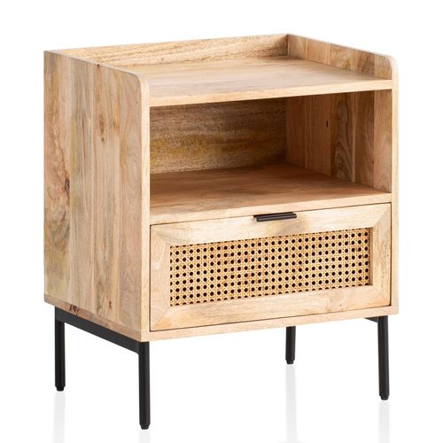 4251757719417 - Nachtkonsole Mango Massivholz Rattan 50x60x40 cm Nachttisch Braun Nachtkommode Boxspringbett mit Schublade Wiener Geflecht Nachtkästchen mit 4251757719417 - Nachtkonsole Mango Massivholz Rattan 50x60x40 cm Nachttisch Braun Nachtkommode Boxspringbett mit Schublade Wiener Geflecht Nachtkästchen mit