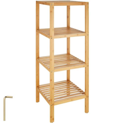 4260435991489 - tectake® Badregal aus Bambus rutschfeste Kunststofffüße 33 x 33 x 97 cm