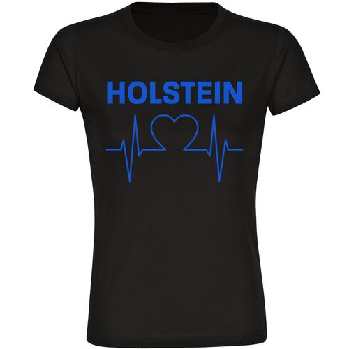 4068859400293 - multifanshop Damen T-Shirt - Holstein - Herzschlag - Druck blau - Frauen