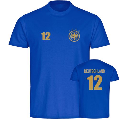 4068859252656 - multifanshop Herren T-Shirt - Deutschland - Adler Retro Trikot 12 Gold - Druck gold metallic - Männer 4068859252656 - multifanshop Herren T-Shirt - Deutschland - Adler Retro Trikot 12 Gold - Druck gold metallic - Männer