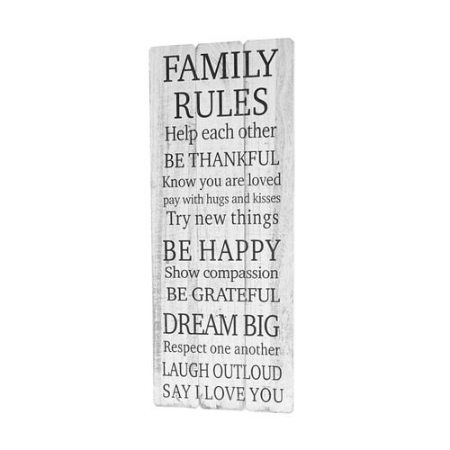 4057651084015 - Wandschild Familienregeln Holzschild Dekoschild Shabby-Look Vintage 76x31cm