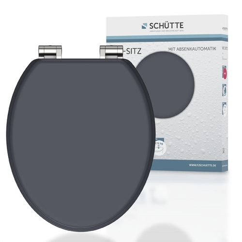 4008431801049 - SCHÜTTE WC-Bril 80104 SPIRIT ANTHRAZIT - MDF-Holz - Soft Close - Scharniere verchromt - Belastbarkeit 175 kg - Lackiert - Satiniert Anthrazit 4008431801049 - SCHÜTTE WC-Bril 80104 SPIRIT ANTHRAZIT - MDF-Holz - Soft Close - Scharniere verchromt - Belastbarkeit 175 kg - Lackiert - Satiniert Anthrazit