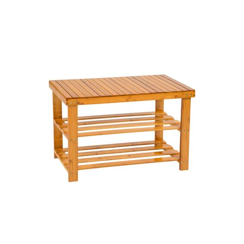 4260435991519 - Bambus Schuhbank mit 2 Ebenen und Sitzbank 70x28x455cm - braun 4260435991519 - Bambus Schuhbank mit 2 Ebenen und Sitzbank 70x28x455cm - braun