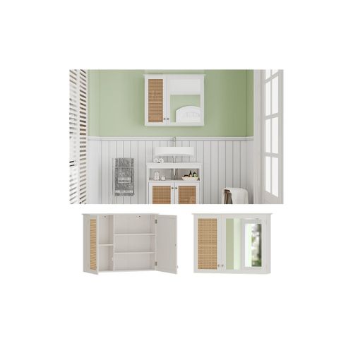 4066731336777 - Spiegelschrank Rosario 60 x 49 cm Weiß mit 2 Türen Badezimmer modern 4066731336777 - Spiegelschrank Rosario 60 x 49 cm Weiß mit 2 Türen Badezimmer modern