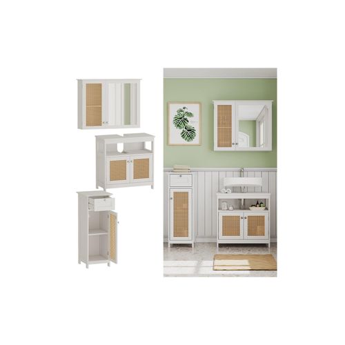 4066731271689 - Badmöbel-Set Rosario Weiß moderne Serie Badezimmer dekorative Front Spiegelschrank Waschtischunterschrank Midischrank 4066731271689 - Badmöbel-Set Rosario Weiß moderne Serie Badezimmer dekorative Front Spiegelschrank Waschtischunterschrank Midischrank