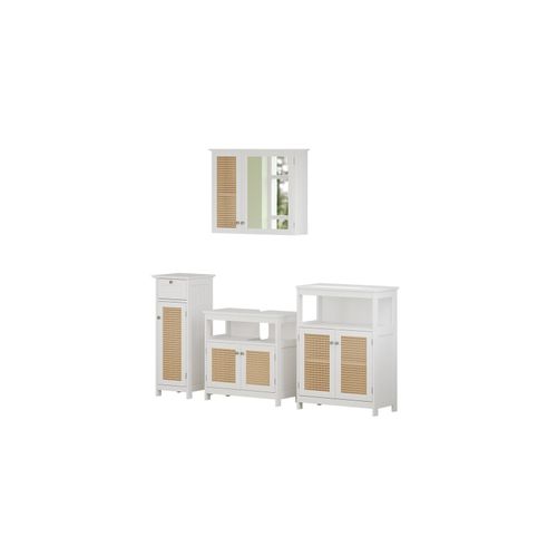 4066731271719 - Badmöbel-Set Rosario Weiß moderne Serie Badezimmer dekorative Front Spiegelschrank Waschtischunterschrank Midischrank Sideboard 4066731271719 - Badmöbel-Set Rosario Weiß moderne Serie Badezimmer dekorative Front Spiegelschrank Waschtischunterschrank Midischrank Sideboard