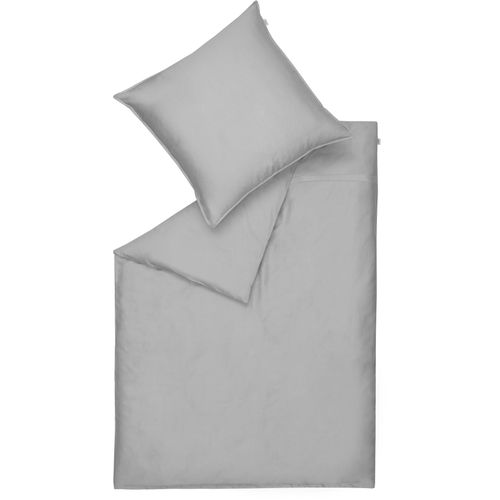 4005414470766 - Bettwäsche SCHÖNER WOHNEN-KOLLEKTION Pure in Gr 135x200 155x220 oder 200x200 cm Gr B L 135 cm x 200 cm 1 St 1 St Satin B L 80 cm x 80 cm grau (grau hellgrau stein) Bettwäsche aus Baumwolle in Satin-Qualität unifarbene