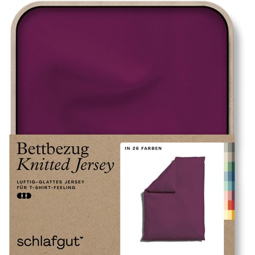 4007399472100 - Bettbezug SCHLAFGUT Knitted Jersey uni aus Bio-Baumwolle mit Elasthan Reißverschluss Bettbezüge Gr B L 135-140 cm x 200 cm Jersey lila (purple deep) bügelfrei Mix & Match Bettwäsche passender Kissenbezug erhältlich