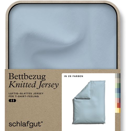 4007399472186 - Bettbezug SCHLAFGUT Knitted Jersey uni aus Bio-Baumwolle mit Elasthan Reißverschluss Bettbezüge Gr B L 135-140 cm x 200 cm Jersey blau (blue light) bügelfrei Mix & Match Bettwäsche passender Kissenbezug erhältlich