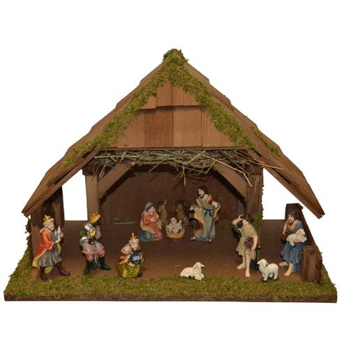 4251020760306 - Krippe ALFRED KOLBE Krippenstall braun WeihnachtskrippenB47cm H25cm T28cm Holz mit 12 cm Poly-Figuren 12tlg B47cm H25cm T28cm 4251020760306 - Krippe ALFRED KOLBE Krippenstall braun WeihnachtskrippenB47cm H25cm T28cm Holz mit 12 cm Poly-Figuren 12tlg B47cm H25cm T28cm