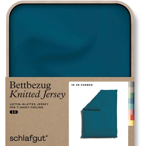 4007399472131 - Bettbezug SCHLAFGUT Knitted Jersey uni aus Bio-Baumwolle mit Elasthan Reißverschluss Bettbezüge Gr B L 135-140 cm x 200 cm Jersey blau (petrol deep) bügelfrei Mix & Match Bettwäsche passender Kissenbezug erhältlich