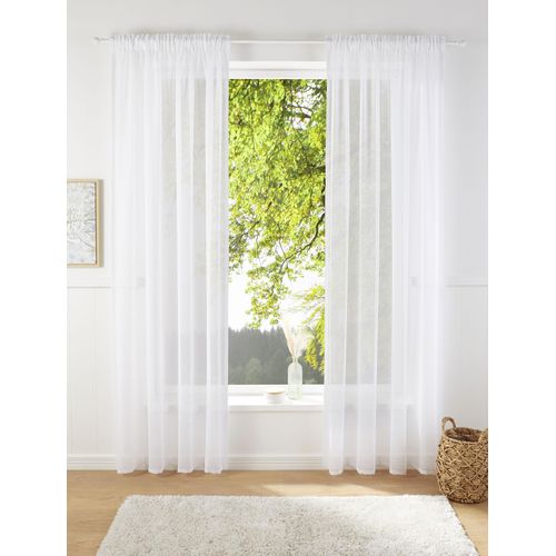 6941446600543 - Gardine MY HOME REGINA Gardinen Gr 245 cm Multifunktionsband 140 cm weiß Badezimmergardinen Transparent Leinenoptik 2-er Set