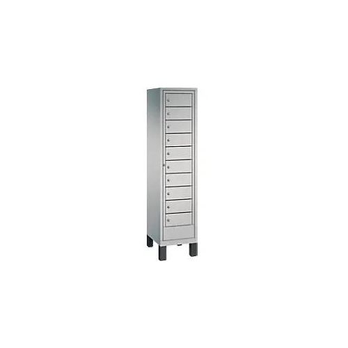 4061261663232 - C+P Wäsche-Sammelschrank Evolo H1850xB420xT500mm Korpus Weißaluminium Fronten Weißaluminium 1 Abteil mit 10 Fächern