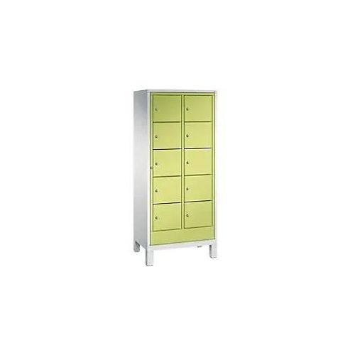 4053597560316 - C+P Wäsche-Sammelschrank Evolo H1850xB810xT500mm Korpus Lichtgrau Fronten Viridingrün 2 Abteile mit je 5 Fächern 4053597560316 - C+P Wäsche-Sammelschrank Evolo H1850xB810xT500mm Korpus Lichtgrau Fronten Viridingrün 2 Abteile mit je 5 Fächern