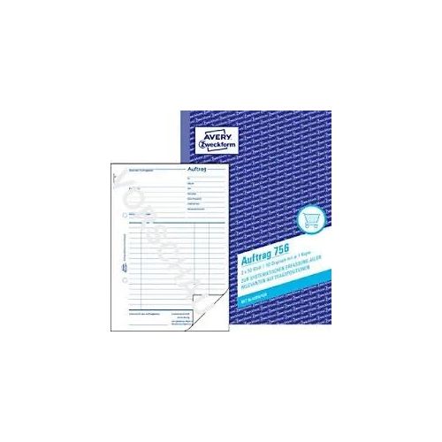 4004182007563 - Auftragsformular din A5 60g m² nicht selbstdurchschreibend 1 Durchschlag handschriftlich weiß 2 x 50 Bl - Avery Zweckform