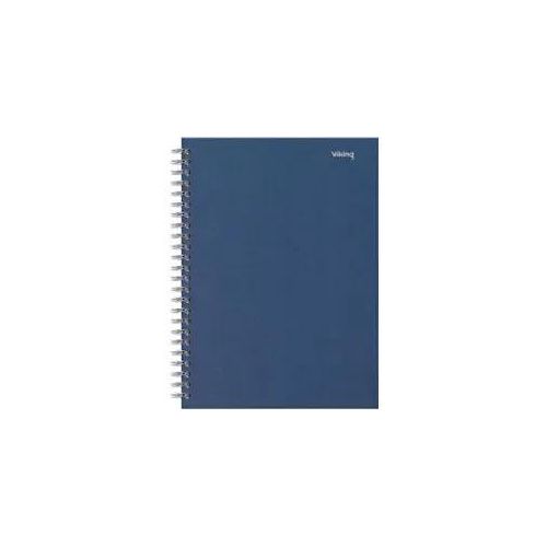 8717868219537 - Notizbuch DIN A5+ Kariert Doppeldraht Seitlich gebunden Papier Hardback Marineblau Perforiert 160 Seiten