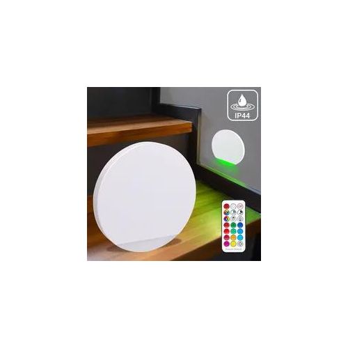 4063592022566 - LED Treppenleuchte IP44 rund weiß - Lichtfarbe RGB Warmweiß 3W - Lichtaustritt