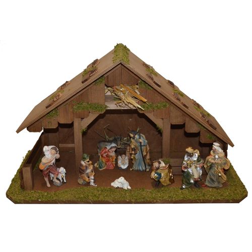 4251020760320 - Krippe ALFRED KOLBE Krippenstall braun WeihnachtskrippenB55cm H31cm T25cm Holz mit 11 cm Poly-Figuren 11tlg B55cm H31cm T25cm 4251020760320 - Krippe ALFRED KOLBE Krippenstall braun WeihnachtskrippenB55cm H31cm T25cm Holz mit 11 cm Poly-Figuren 11tlg B55cm H31cm T25cm