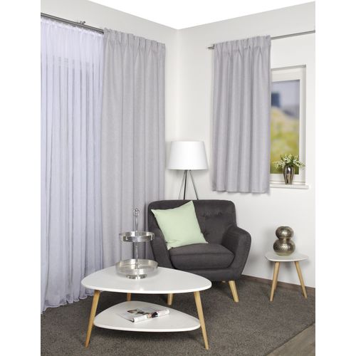 4056751405751 - Gardine HOME BASICS SANDO Set Gr 5 grau Gardinen Kinder 245cm Multifunktionsband 450cm Polyester Fertigschal blackout B450cm H245cm