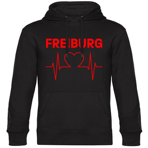 4068859107789 - multifanshop Kapuzen Sweatshirt - Freiburg - Herzschlag - Druck rot - Hoodie