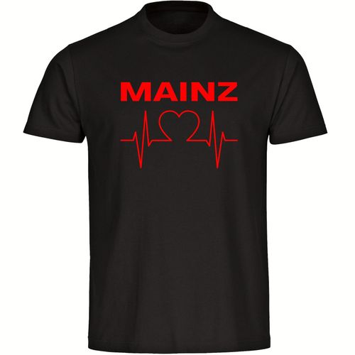 4068859113940 - multifanshop Herren T-Shirt - Mainz - Herzschlag - Druck rot - Männer