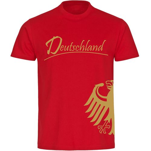 4068859257446 - multifanshop Kinder T-Shirt - Deutschland - Adler seitlich Gold - Druck gold metallic - Kind