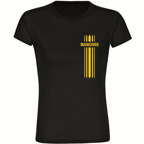 4068859201982 - multifanshop Damen T-Shirt - Braunschweig - Streifen - Druck gelb - Frauen