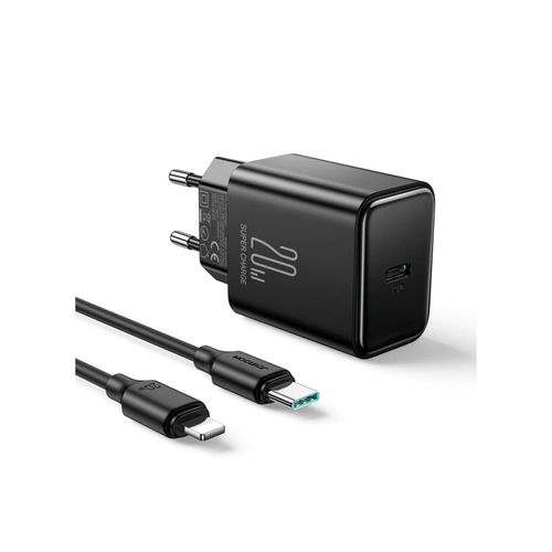 6956116795191 - USB-C 20W PD-Netzladegerät mit Kabel für iPhone Lightning schwarz