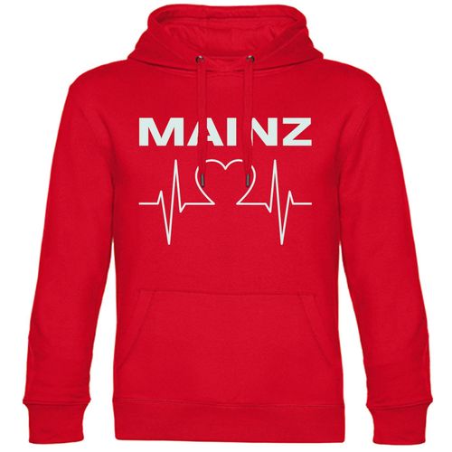4068859114671 - multifanshop Kapuzen Sweatshirt - Mainz - Herzschlag - Druck weiß - Hoodie