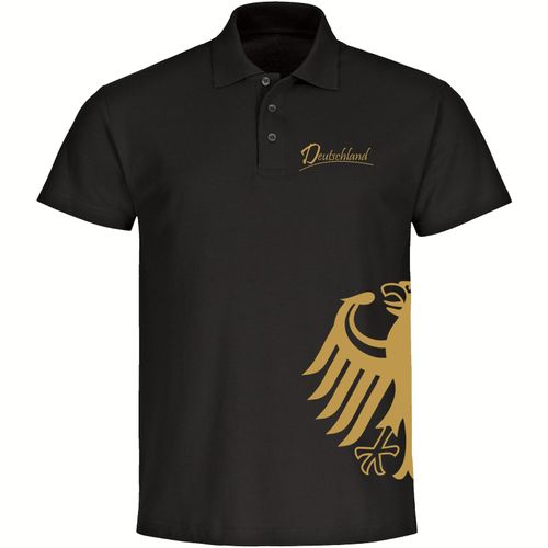 4068859406554 - multifanshop Poloshirt - Deutschland - Adler seitlich Gold - Druck gold metallic - Polo