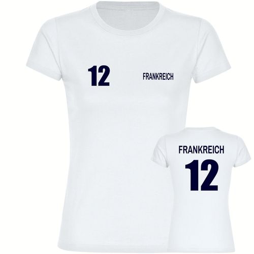 4068859308612 - multifanshop Damen T-Shirt - Frankreich - Trikot Nummer 12 - Druck navi - Frauen