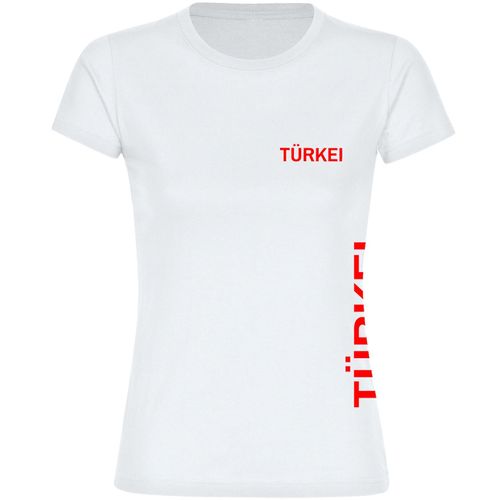 4068859476137 - multifanshop Damen T-Shirt - Türkei - Brust & Seite - Druck rot - Frauen