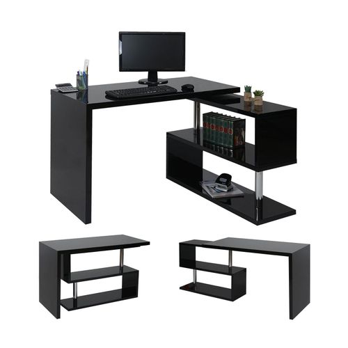 4057651181493 - Design Eckschreibtisch MCW-A68 Bürotisch Schreibtisch hochglanz drehbar 120x60cm ~ schwarz