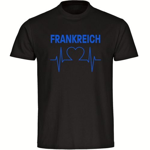 4068859308155 - multifanshop Herren T-Shirt - Frankreich - Herzschlag - Druck blau - Männer