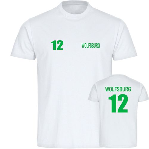 4068859170783 - multifanshop Herren T-Shirt - Wolfsburg - Trikot Nummer 12 - Druck grün - Männer