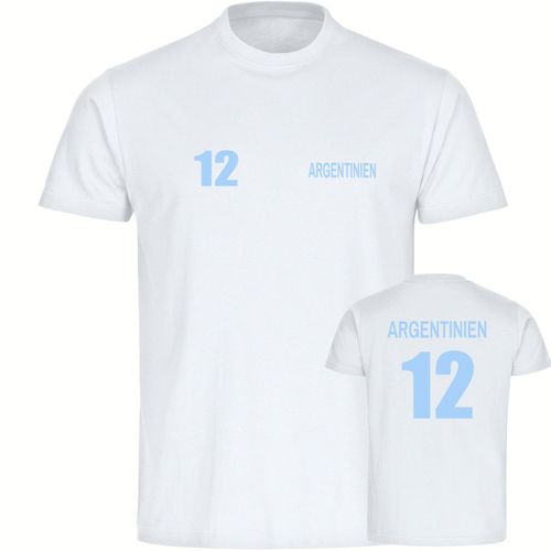 4068859272715 - multifanshop Herren T-Shirt - Argentinien - Trikot Nummer 12 - Druck hellblau - Männer