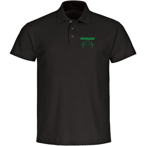 4068859173968 - multifanshop Poloshirt - Mönchengladbach - Herzschlag - Druck grün - Polo
