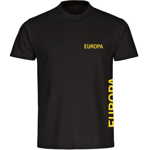 4068859301408 - multifanshop Herren T-Shirt - Europa - Brust & Seite - Druck gelb - Männer