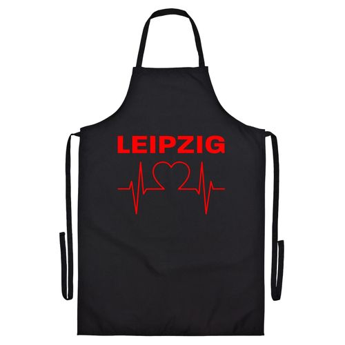 4068859112776 - multifanshop Grillschürze - Leipzig - Herzschlag - Druck rot - Schürze