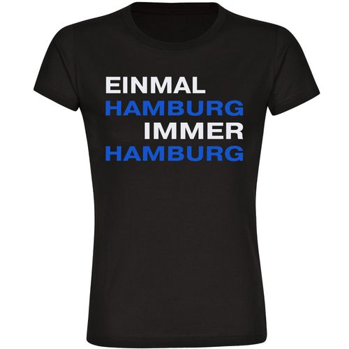 4068859008833 - multifanshop Damen T-Shirt - Hamburg - Einmal Immer - Druck blau - Frauen